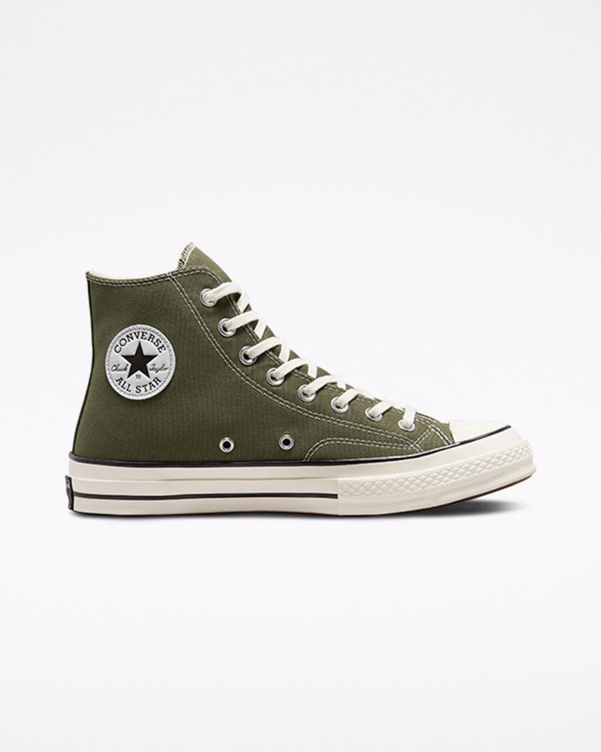 Zapatillas Altas Converse Chuck 70 Canvas Mujer Verde Oliva Negras | PE W805PL